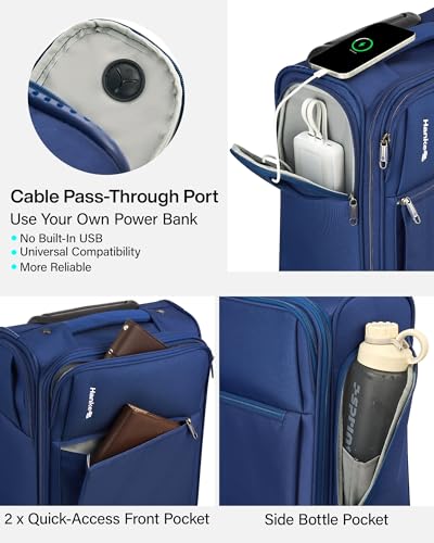 Image of Hanke Underseat Carry On Luggage with Wheels, 17 Inch Rolling Bag, Blue