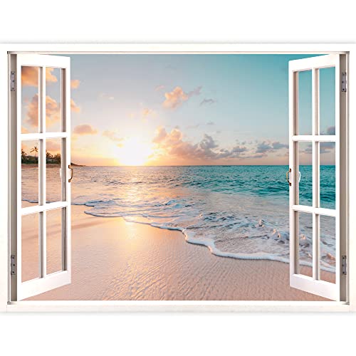 Idea4Wall Wall Murals For Bedroom Fake Window Beach White Window Removable Wallpaper Peel And Stick Wall Stickers - 36X48 Inches #TOP12