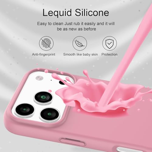 Image of Back Cover Compatible with iPhone 17 Pro Max Case Liquid Silicone Full Protection Shock Proof Back Cover for iPhone 17 Pro Max (Pink)