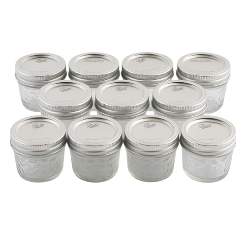 Ball - 4 oz Regular Mouth Glass Mason Jars | 11 Pack Jars with Airtight Lids | Large Glass Jar for Food Storage with Lids | Ideal for Canning Fermentation Pickling Kombucha Brewing | Set of 11