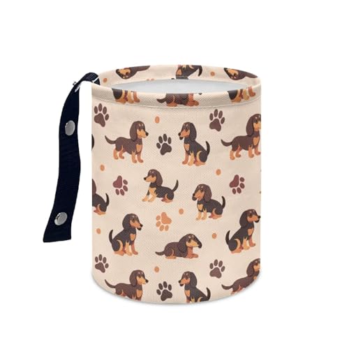 Image of Dachshunds Car Trash Bin Hanging, Waste Basket - Cute, Portable, Collapsible, Waterproof Rubbish Bag for Back Seat, Hanging Headrest