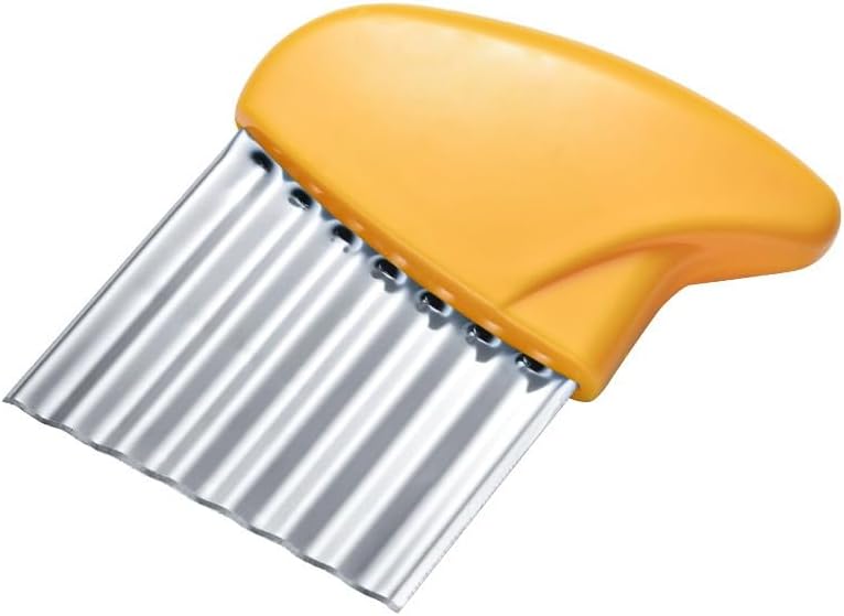 XIAYANYANNA Crinkle Wavy Slicer 3.4 Stainless Steel Potato Fruit Vegetable Cutter(Yellow)