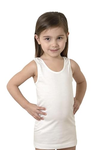 ZZZ ZZZ PETITE ABEILLE Made in Italy-3 Débardeur Intime pour Fille épaule Large 100% Coton - Blanc - Small Cover