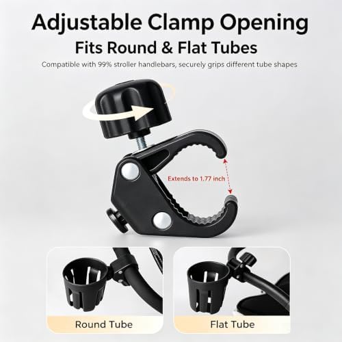 Adjustable Handlebar Cup Holder 360° Rotatable for Bike, Stroller, Scooter — view 6