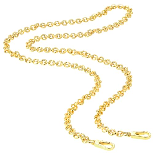Image of jiesinlov Thick Purse Chain Strap CrossBody Handbag Gold Long bag Chains Shoulder Bag Strap Replacement,with Metal Buckles For Pochette (D 43.3in)