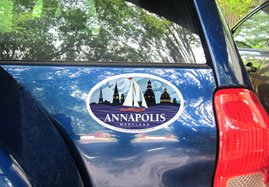 Citizen Pride Annapolis Red Sailboat Oval Magnet, 6 X 3.5 Inches - Euro Car Fridge Locker Vinyl Magnet #TOP1