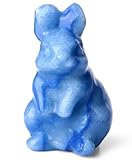 QINJIEJIE 2' Blue Aventurine Bunny Decor Easter Decorations Healing Crystals Rabbit Figurine Carved Stones Statue Natural Gemstones Polished Crystal Gift for Spring Easter Decor Party Favors