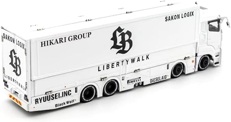 Diecast Collectible Model Car Compatible with GCD 1:64 Liberty Walk LB-Trucks Mitsubishi Fuso Super Great Transporter Sakon Logix Die-Cast White KS-073-301