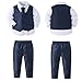 Kimocat Baby Boy Clothes Outfit Suit Long Sleeve Gentleman Tuxedo Vest Wedding Birthday Party Suit (US, Age, 4 Years, Blue 3)