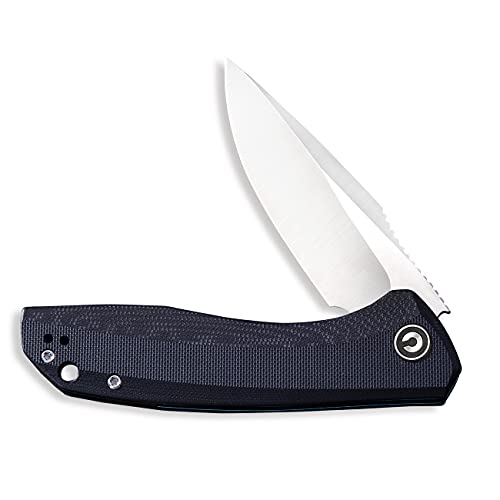 Civivi Liner Lock Folding Knife Baklash 3.5" Satin Drop Point Blade G10 Handles, Reversible Pocket Clip C801C (Black) #TOP3