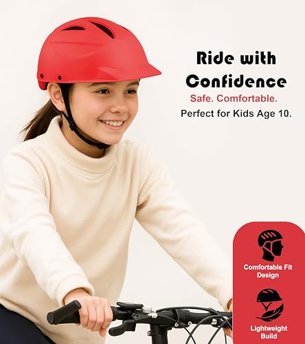 Image of OXYGEN Kids Helmet for Kids Adjustable Cycle Helmet Bicycle Helmet for Kids Age 3 to 8 Years Lightweight ABS Shell EPS Foam Shock Absorbent Ventilated Safety Helmet for Cycling Skating Scootering Red