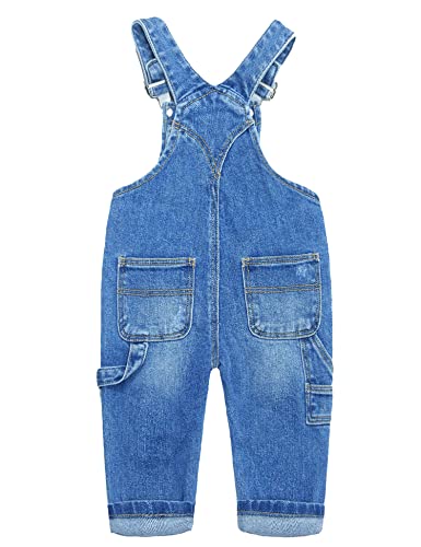 Kidscool Space Kid Boy Girl Small Bib Pocket Ripped Adjustable Straps Jean Overalls,Denim Cute Jumper,Blue,5-6 Years #TOP1