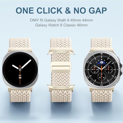 Image of VEMIGON Nylon Braided Magnetic Band Compatible with Samsung Galaxy Watch 8 /8 Classic, Elastic Fabric One Click No Gap Sport Strap for Galaxy Watch 8 40mm 44mm /8 Classic 46mm