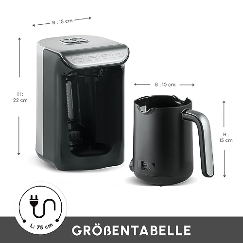 KARACA Hatır Koz Kaffeemaschine mit Röstfunktion Anthrazit, Türkische Kaffeemaschine mit 5-Tassen-Kapazität, Türk Kahve Makinesi, 535W, automatischer Heizeinstellung und doppelseitigem Ausguss