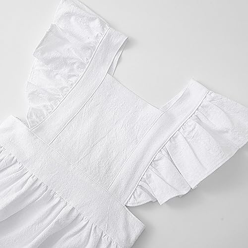 Toddler Girls Flutter Sleeve Pleated Dress Square Neck Solid Fancy Elegant Dresses Baby Kids Formal Dance Clothes3