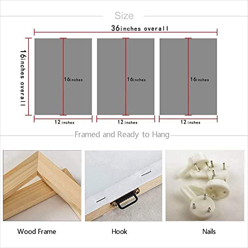 Arjun Mountain Indigo Canvas Wall Art Summer Misty Foggy Forest Pictures Nature Navy Blue Painting Tree Landscape Artwork Framed For Bathroom Living Room Bedroom Home Office Wall Decor, 12"X16"X3 Pcs #TOP6