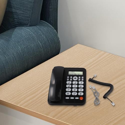 HEBEOT Landline Telephone, Corded Basic Landline Phone With Caller ID And Call Waiting Capabilities With Hands-free Function For Home Office 22 * 21 * 7.5CM(black) - Image 2