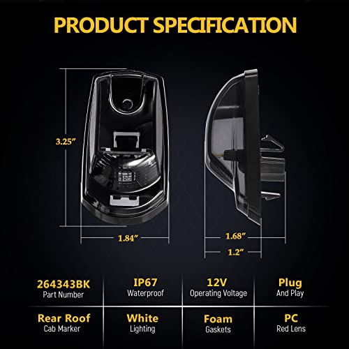 Premarker 5Pcs White Led Smoked Roof Cab Marker Top Running Clearance Lights Assembly Replacement For 2017-2021 Ford F250 F350 F450 F550 Super Duty Pickup Trucks Cab Marker 264343Bk #TOP3