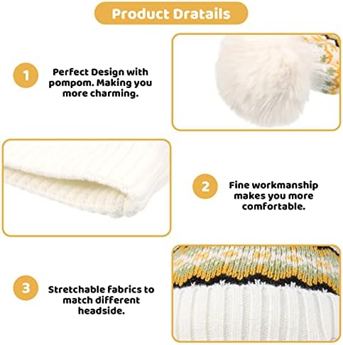 Dacitiery Winter Beanie Hat, Winter Hats for Women, Bobble Hat Thermal Fleece Beanie Hat Double Layer Fleece Lined Pom Pom Hats Colorful Cable Knitted Hat, Outdoor Sports Hats