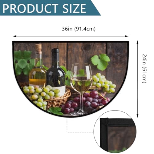 Image of cfpolar Half Round Door Mat Fruit Grapes Wine Leaves Non-Slip Semi Circle Area Rug Washable Half Moon Hearth Rugs for Indoor Outdoor Bathroom Kitchen Patio Runner Mat Laundry Room Home Decoration