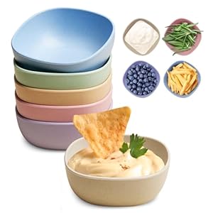 6 Pack Wheat Straw Soy Sauce Dishes, 4.5 OZ Small Dessert Bowls, Unbreakable Dipping Bowl, Pinch Bowls Set, Dipping Sauce Cups, Mini Prep Bowls, Dip Bowls for Side Dish, Ketchup, Soy, BBQ