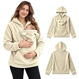 Generisch Umstandsjacke mit Babyeinsatz Warm Teddy Fleecejacke Umstands Baumwolljacke Winter Umstandsmode 2 in 1 Tragejacke mit Taschen Winterjacke Flauschig Teddyfleece Pl&uuml;schjacke