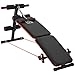 HOMCOM Sit Up Bank Bauchtrainer mit Trainingsbank Trainingsseile Multifunktion Verstellbar&klappbar Stahl Schwarz+Rot 110 kg Belastbarkeit 47 x 142 x 50-66 cm