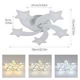 Riserva Ściemnialna lampa sufitowa LED, 50W 6000LM Nowoczesna lampa sufitowa z pilotem/APP, 3000-6500K Φ70cm, Akrylowy żyrandol w kształcie 5 gwiazdek do sypialni, salonu