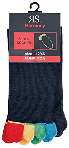 ch-home-design 2 Paar zehensocken schwarz zehenstrumpf ''Bunte Zehen'' baumwolle RS-55510 (36-41)