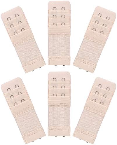 Akstore 6 Pieces Women's Soft Comfortable Elastic Bra Extenders Bra Extension Strap 2 Hook 3 Row Lady's Bra Extender Bra Band (Skin Color)
