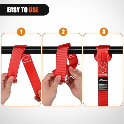Image of Nilight Soft Loop 1.7 inchx17 inch Motorcycle Tie Down Straps Heavy Duty 12000Lbs Max Break Strength for Securing ATV UTV Kayak Moving Cargo (8PK-Red)