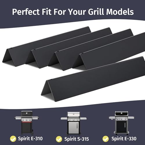 7636 Flavorizer Bars, 15.3" Replacement with Front-Mounted Control Panel, for Weber Spirit (3 Burners) E/S-310, E/S-320, E/S-330 (2013-2017) & GS4 II 300 Series, Porcelain Steel, 5 Packs