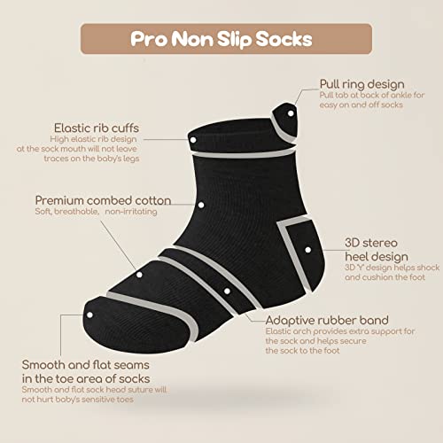 Aroveea QD-44 Non Slip Grip Ankle Baby Socks 1-3 Years Old Black For Toddler Boys And Girls Kids Socks 12 Pack,Infant Cute Cotton Baby Socks thumb #2