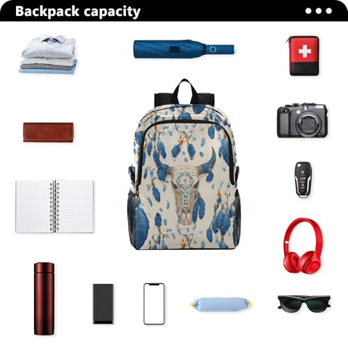 AIXIWAWA Lightweight Hiking Backpacks Bison Skulls Print, Foldable Waterproof Daypack for Commute Travel2