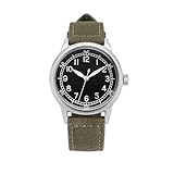 PRAESIDUS | A-11 Spec 2 - Watches for Men, Men's Wrist Watches - A11 Military - 32mm, Matte Black Dial, Green Canvas Strap - Assembled in The USA | Gift