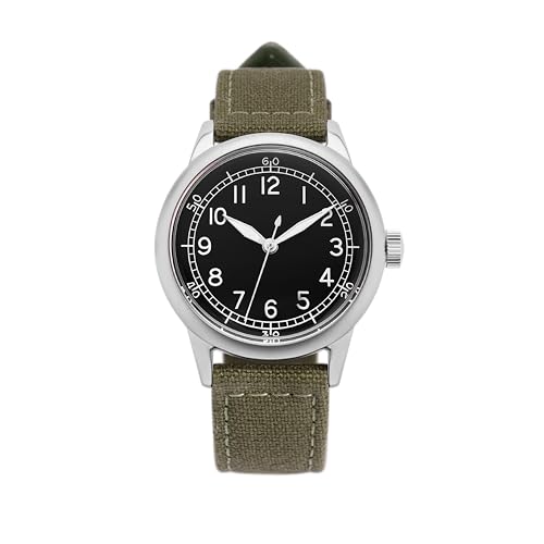 PRAESIDUS A-11 Spec 2 �~���^���[�E�H�b�` �j���p ? WW2 A-11 �t�B�[���h�E�H�b�` AmeriQuartz �����Y �~���^���[�E�H�b�` �č��őg�ݗ��� ���B���e�[�W�~���^���[�f�U�C�� 32mm / 40mm �P�[�X, �u���b�N
