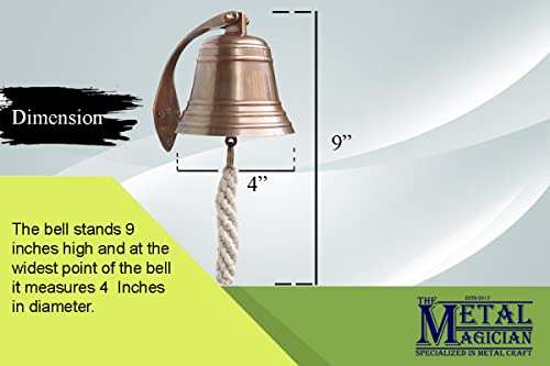 4" Solid Antique Brass Bell Quality Marine Wall Mounted Ship Hanging Bell Perfect For Dinner, Indoor, Outdoor, School, Bar, Reception, Last Order & Church By The Metal Magician #TOP7