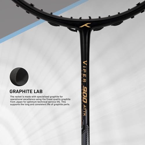 Image of Hundred Viper 900 Carbon Fibre Strung Badminton Racket with Full Racket Cover