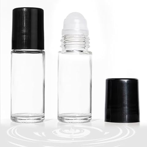 2 Pcs 50ml Glass Empty Roller Bottles, Deodorant Roll On Bottles Deodorant Containers,Roller ball deodorant container, Empty Roller Ball Bottles For Essential Oils Perfume Cosmetics (2pcs Round Brown) Cover