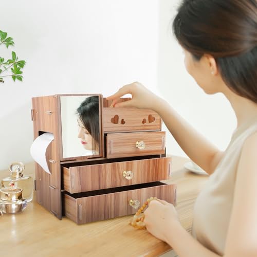 Rangement cosmétiques bois pour optimiser un bureau encombré - 8