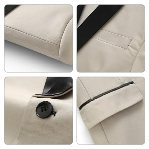 Image of Boy Suits 3 Piece Slim Fit Formal Suit Set with Tuxedo Jacket Vest Pants for Kids Wedding Ring Bearer Party