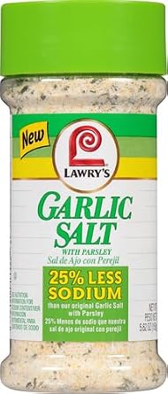 Lawry's 25% Less Sodium Garlic Salt With Parsley, 5.62 oz (Pack of 2)