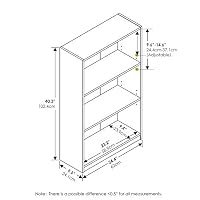 Furinno Jaya Book Shelf, 3-Tier Bookshelf, Bookcase with Adjustable Shelves, 9.5 x 24.5 x 40.3, for Organization and Storage, for Living Room, Bedroom, Home Office, White — image 3
