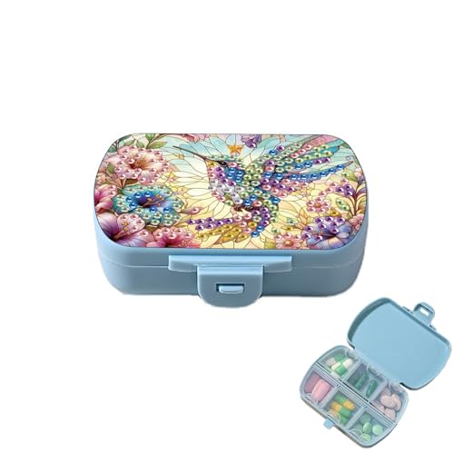 Image of ARTopet Diamond Art Painting Mini Storage Box with 6-Grid Creative Design Compact Portable Small Case for Purse Travel Daily (Hummingbird)