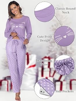 Reliwel Pyjama Dames Lange Katoenen Winter Set Ronde Hals Top En Pyjamabroek Mouwen Loungewear Nachtkleding Huispak Gezellig Vrijetijdspak 2857652492