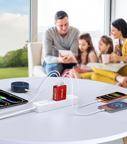2Pack USB C Fast Charger Block,60W 5-Port Type C Wall Charger Brick,2 USB A and 3 USB C PD3.0 Multiport Charging Plug Power Adapter Brick Cube for iPhone 17/16/15/14/13,Pad Mini/Pro, GalaxyS23 S22 - 4