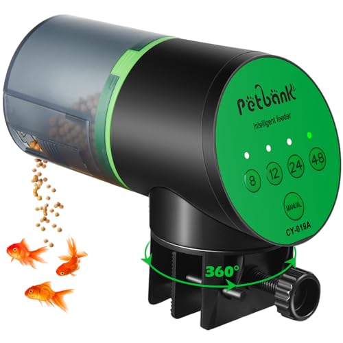 Automatic Fish Feeder for Aquarium – Auto Fish Food Dispenser Battery Operated Vacation Timer Fish Feeder Automatic Dispenser with 2 AAA Batteries Included