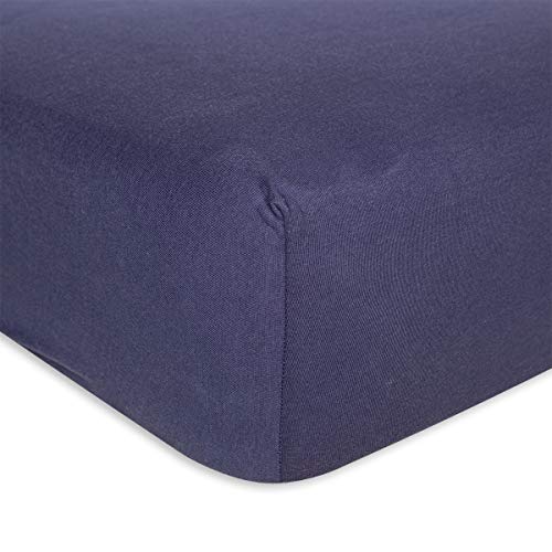 Image of Burt's Bees Baby - Fitted Crib Sheet, Solid Color 100% Organic Cotton Crib Sheet for Standard Crib and Toddler Mattresses (Indigo Blue)28" x 52" (Pack of 1)