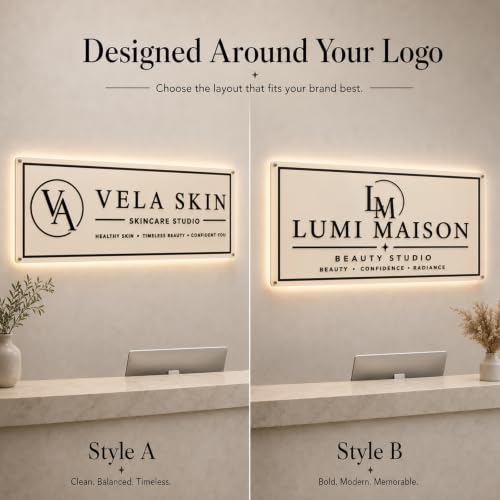 Image of Custom Backlit Business Sign with Logo, Personalized Acrylic Wall Sign