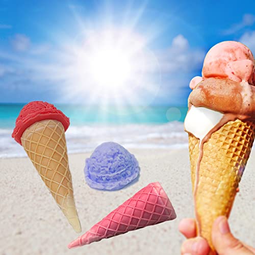 Onnpnn Ice Cream Shape Silicone Mold, Ice Cream Cone & Ice-Cream Ball With Edge Candle Mold, Cookie Pastry Chocolate Fondant Moulds, Handmade Soap Clay Aromas Plaster Molds For Wedding Birthday Party #TOP3